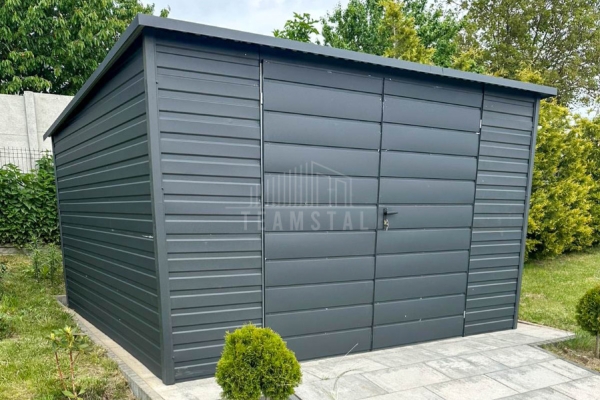 Ogłoszenie - Schowek - Domek ogrodowy 4x3 m - brama dwuskrzydłowa - antracyt - dach spad w tył TS1341. Zdjęcie 2