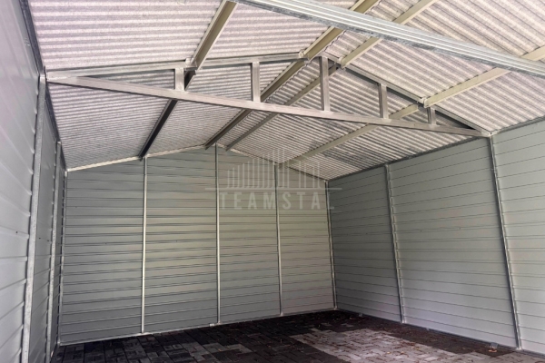 Ogłoszenie - Garaż blaszany 5x6 m - brama uchylna - drzwi - zielony - antracyt - dach dwuspadowy - rynny TS1330. Zdjęcie 3
