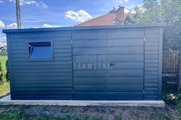 Ogłoszenie - Schowek - domek ogrodowy 4,5x2m - brama dwuskrzydłowa - okno - antracyt - dach spad w tył TS1156. Zdjęcie 4