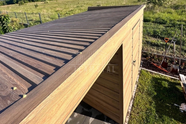 Ogłoszenie - Schowek domek ogrodowy 2x2m + wiata 1,5m - drzwi - winchester - drewnopodobny - dach spad w tył TS1160. Zdjęcie 4