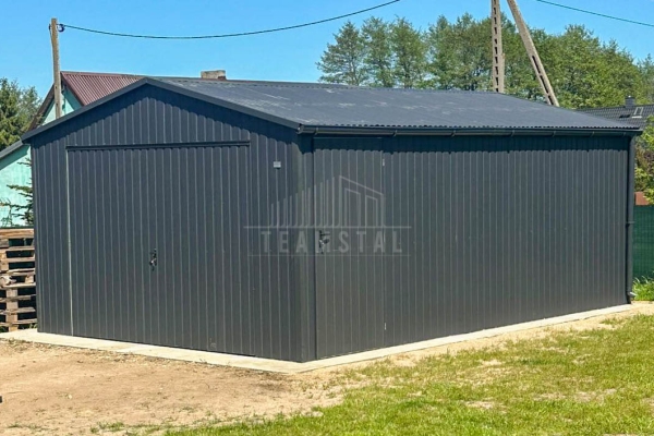 Ogłoszenie - Garaż blaszany 5x6 m - brama uchylna - drzwi - antracyt - rynny - dach dwuspadowy TS1310. Zdjęcie 4