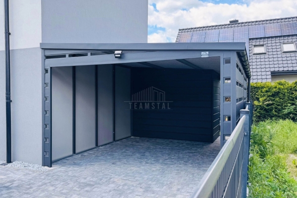 Ogłoszenie - Carport - wiata samochodowa 3,5x6 m - pomieszczenie gospodarcze - drzwi - okno - antracyt - dach spad w bok TS1335. Zdjęcie 4