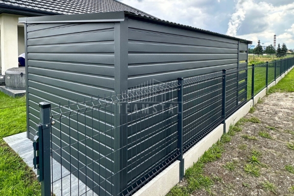 Ogłoszenie - Schowek - domek 3,5x2m - wiata 1m - Brama dwuskrzydłowa - okno - antracyt - dach spad w tył TS1152. Zdjęcie 5