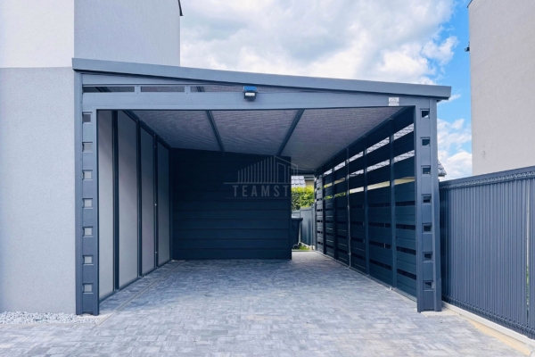 Ogłoszenie - Carport - wiata samochodowa 3,5x6 m - pomieszczenie gospodarcze - drzwi - okno - antracyt - dach spad w bok TS1335. Zdjęcie 2