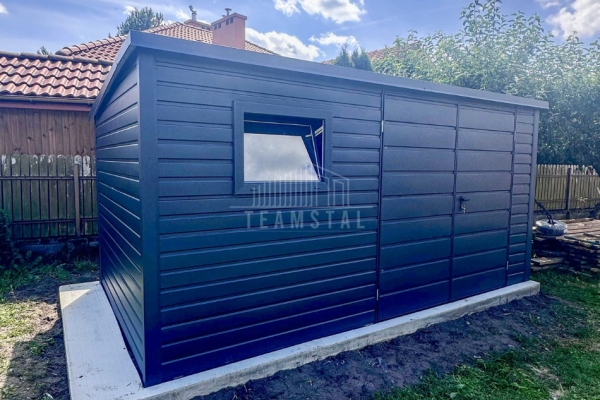 Ogłoszenie - Schowek - domek ogrodowy 4,5x2m - brama dwuskrzydłowa - okno - antracyt - dach spad w tył TS1156. Zdjęcie 5
