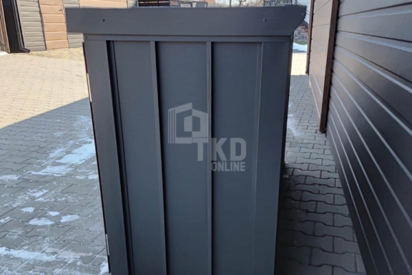 Ogłoszenie - Zabudowa koszy na śmieci wiata śmietnikowa obudowa kubłów 177x65x110 cm 3x120L antracyt + jasny orzech TKD450. Zdjęcie 10