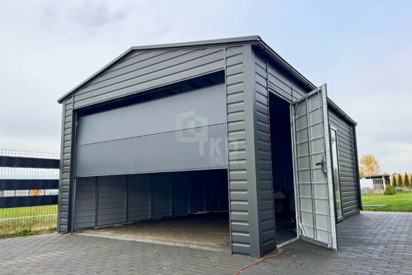 Ogłoszenie - Garaż blaszany 5x6m - brama segmentowa - okno - drzwi - antracyt - dach dwuspadowy - rynny TKD421. Zdjęcie 3