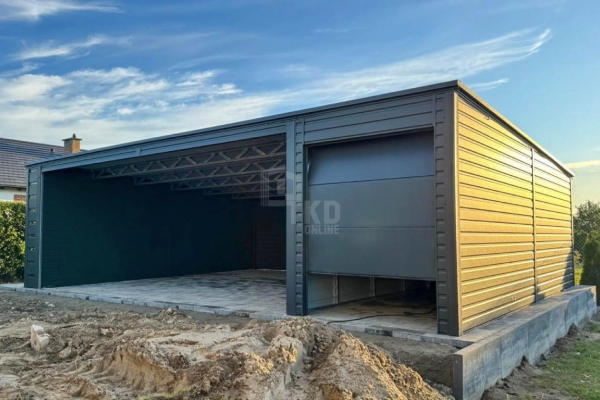 Ogłoszenie - Wiata samochodowa 6x6m Garaż blaszany 2,5x6m wiata 0,5m  brama segmentowa wzmocnienie pod fotowoltaikę TKD438. Zdjęcie 3