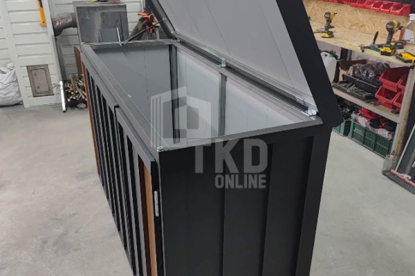 Ogłoszenie - Zabudowa koszy na śmieci wiata śmietnikowa obudowa kubłów 177x65x110 cm 3x120L antracyt + jasny orzech TKD449. Zdjęcie 7