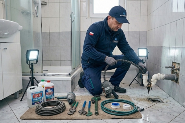 Ogłoszenie - Usuwanie zapachu z odpływu z wanny,a kabiny prysznicowej, tel. 504-746-203, Wrocław, spirala elektryczną, cennik. Zdjęcie 1