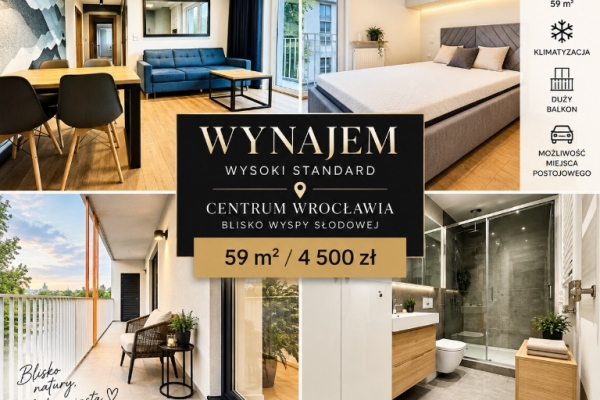 Ogłoszenie - 3pok, 59met, okolice Wyspy Słodowej BALKON/KOMÓRKA/WINDA (Wrocław). Zdjęcie 1