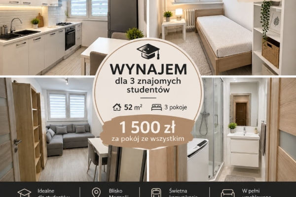 Ogłoszenie - 3pok, 52met, okolice Magnolii ROZKŁAD (Wrocław). Zdjęcie 1
