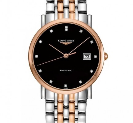 Ogłoszenie - Longines Mens Elegant Diamond Set Black Dial Two Colour Bracelet Watch L4.809.3.57.7. Zdjęcie 1