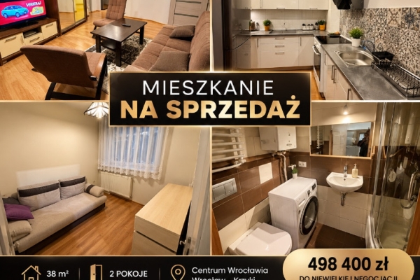 Ogłoszenie - 2pok, 38met, okolice Kościuszki (Wrocław). Zdjęcie 1
