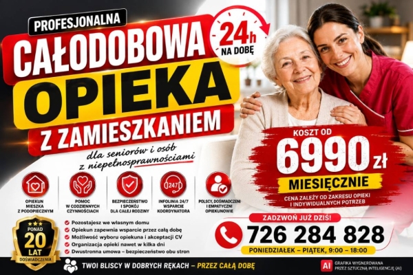Ogłoszenie - Opiekun do seniora z zamieszkaniem - opieka 24/7 - od 6990 zł miesięcznie. Zdjęcie 2