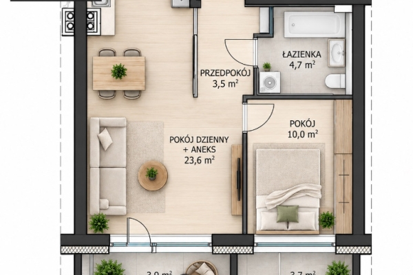 Ogłoszenie - 2pok, 43met, okolice Sobieskiego BALKON/KOMÓRKA/GARAŻ (Wrocław). Zdjęcie 5