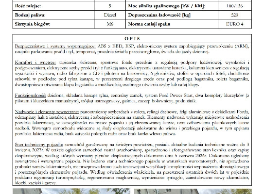 Ogłoszenie - Syndyk sprzeda Ford Kuga TDCi rok 2008. Zdjęcie 2