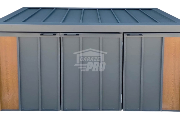 Ogłoszenie - Zabudowa koszy na śmieci wiata śmietnikowa obudowa kubłów 177x65x110 cm 3x120L antracyt + jasny orzech GP711. Zdjęcie 1