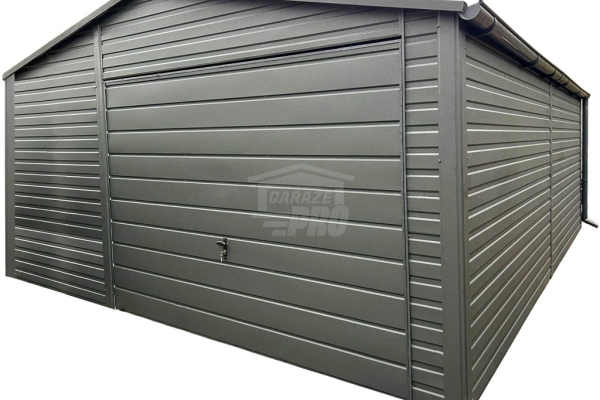 Ogłoszenie - Garaż blaszany 5x6m - brama uchylna - okno - drzwi - antracyt - dach dwuspadowy - rynny  GP714. Zdjęcie 1