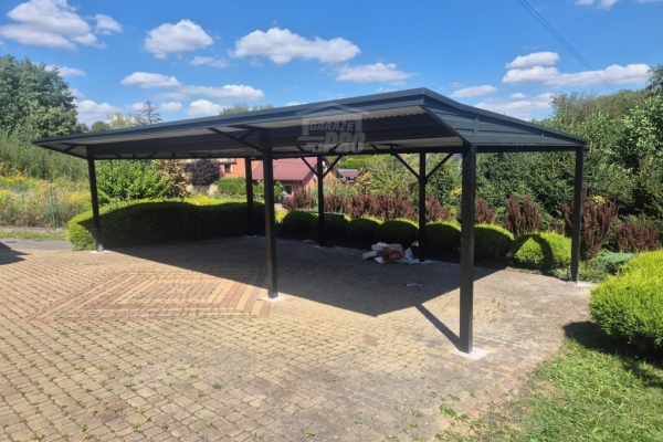 Ogłoszenie - Wiata samochodowa CarPort 8x5 m + wypust dachu 1m - spad w tył - rynny GP721. Zdjęcie 2