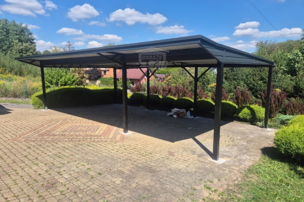 Ogłoszenie - Wiata samochodowa CarPort 8x5 m + wypust dachu 1m - spad w tył - rynny GP721. Zdjęcie 6