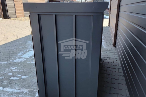 Ogłoszenie - Zabudowa koszy na śmieci wiata śmietnikowa obudowa kubłów 177x65x110 cm 3x120L antracyt + jasny orzech GP711. Zdjęcie 9