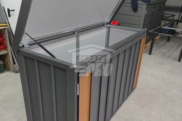 Ogłoszenie - Zabudowa koszy na śmieci wiata śmietnikowa obudowa kubłów 177x65x110 cm 3x120L antracyt + jasny orzech GP710. Zdjęcie 3