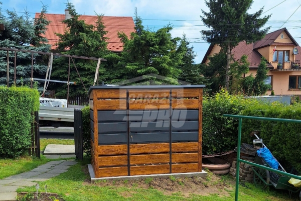 Ogłoszenie - Wiata śmietnikowa 2,5x1,3 m antracyt + drewnopodobny - spad w tył GP663. Zdjęcie 2
