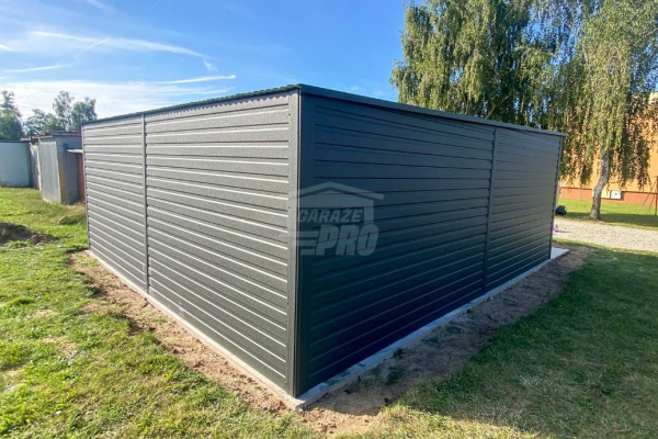 Ogłoszenie - Garaż blaszany 6x6m - 2x brama - antracyt - dach spad w tył  GP680. Zdjęcie 3