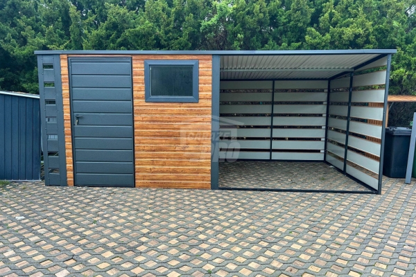 Ogłoszenie - Schowek - domek ogrodowy 2,5x2,5m - wiata 2,5m+ 0,4m - drzwi - okno - antracyt - dach spad w tył GP718. Zdjęcie 4