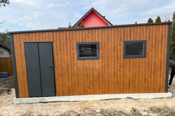 Ogłoszenie - Garaż blaszany 5x6 m brama uchylna drzwi 2x okno drewnopodobny blacha na rąbek GP727. Zdjęcie 4