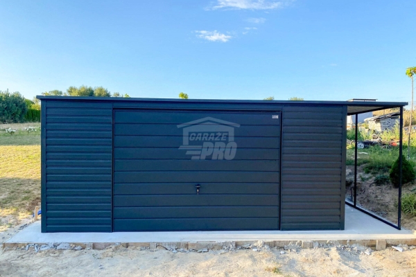 Ogłoszenie - Garaż blaszany 5x6m - wiata 1m - brama - antracyt - dach spad w tył GP655. Zdjęcie 3