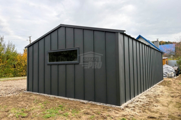 Ogłoszenie - Garaż blaszany 9x6 m - brama dwuskrzydłowa - brama uchylna - 3 x okno - blacha "na rąbek"  dach dwuspad odwrócony GP687. Zdjęcie 5