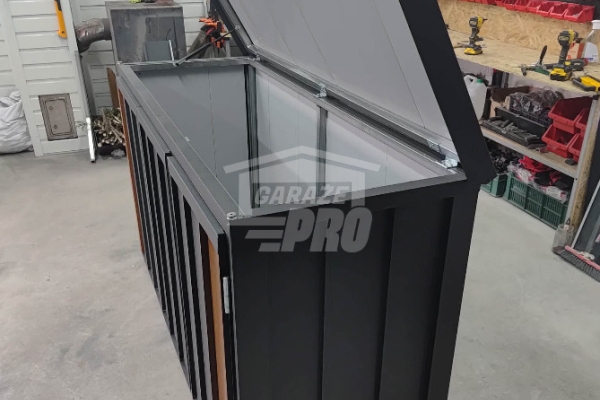 Ogłoszenie - Zabudowa koszy na śmieci wiata śmietnikowa obudowa kubłów 177x65x110 cm 3x120L antracyt + jasny orzech GP710. Zdjęcie 7