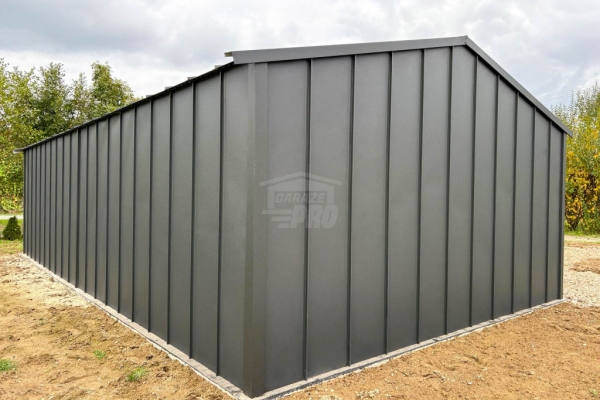 Ogłoszenie - Garaż blaszany 9x6 m - brama dwuskrzydłowa - brama uchylna - 3 x okno - blacha "na rąbek"  dach dwuspad odwrócony GP687. Zdjęcie 4