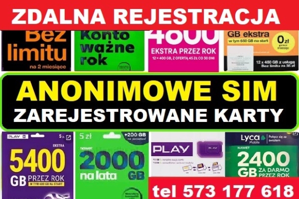 Ogłoszenie - Zabrze zarejestrowane karty SIM do komórki startery telefoniczne do smartfona telefonu Internetu. Zdjęcie 1