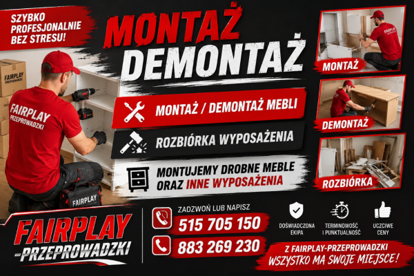 Ogłoszenie - MONTAŻ DEMONTAŻ MEBLI I WYPOSAŻENIA wnoszenie znoszenie mebli na śmietnik Warszawa i okolice 7dni.. Zdjęcie 1
