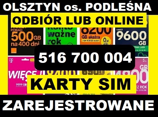 Ogłoszenie - ZAREJESTROWANE KARTY SIM startery komórki prepaidy zarejestrowane KARTA SIM Olsztyn. Zdjęcie 1