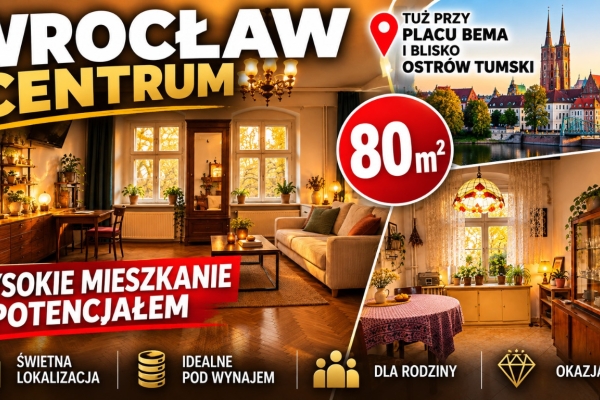 Ogłoszenie - 2pok, 80met, okolice Placu Bema ROZKŁAD/PIWNICA (Wrocław). Zdjęcie 1
