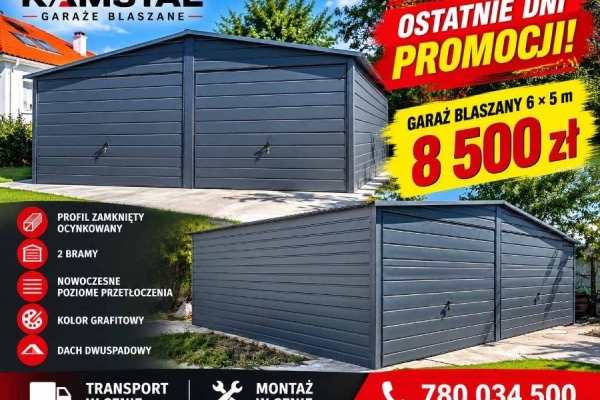 Ogłoszenie - Garaż Blaszany 6x5 antracytowy 1szt W okazyjnej Cenie dostępna. Zdjęcie 2