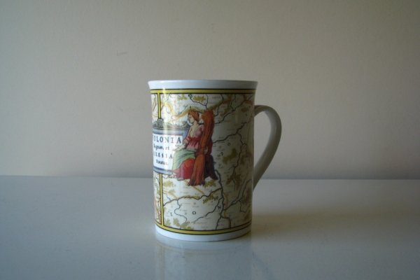 Ogłoszenie - Stary kubek porcelanowy mapa Polonia Regnum, et Silesia Ducatus. Zdjęcie 2