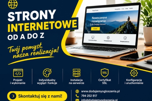 Ogłoszenie - Strony internetowe na zamówienie - od pomysłu do realizacji. Zdjęcie 1
