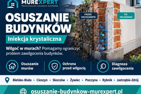 Ogłoszenie - Osuszanie budynków Cieszyn – iniekcja krystaliczna bez kucia. Zdjęcie 1