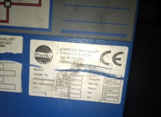 Ogłoszenie - Kompresor śrubowy FÖRSTER 15 kW – 10 bar. Zdjęcie 2