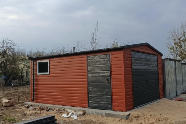 Ogłoszenie - Garaż blaszany 4x5 dwuspadowy Brąz MAT Grafit brama uchylna. Zdjęcie 3