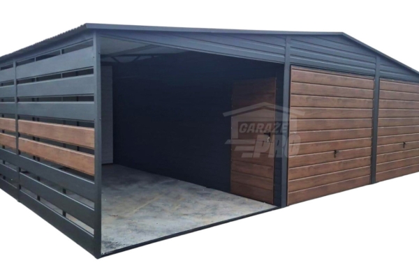 Ogłoszenie - Garaż blaszany 6x6 m + wiata 3x6 m - 2x brama uchylna - drzwi drewnopodobny - dach GP745. Zdjęcie 1