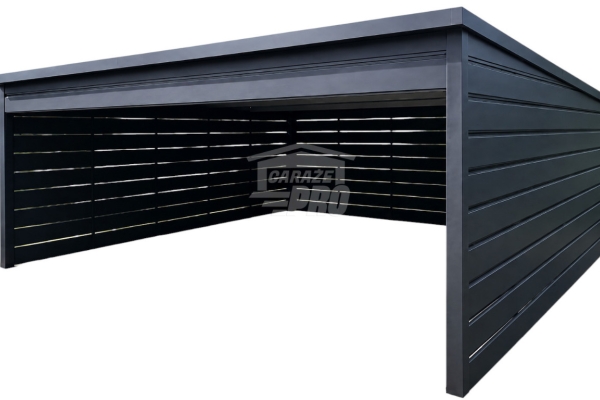 Ogłoszenie - Carport - wiata samochodowa 5x6 m - dodatkowa zabudowa - antracyt - dach spad w tył - rynna GP759. Zdjęcie 1