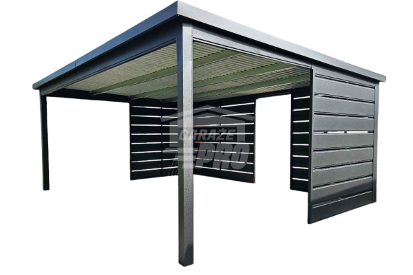 Ogłoszenie - Carport - Wiata samochodowa 6x4 m - dodatkowa zabudowa - antracyt - dach spad w tył - rynna GP760. Zdjęcie 1