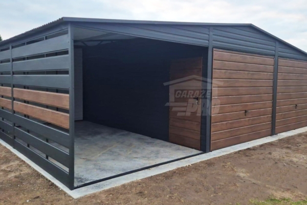 Ogłoszenie - Garaż blaszany 6x6 m + wiata 3x6 m - 2x brama uchylna - drzwi drewnopodobny - dach GP745. Zdjęcie 2