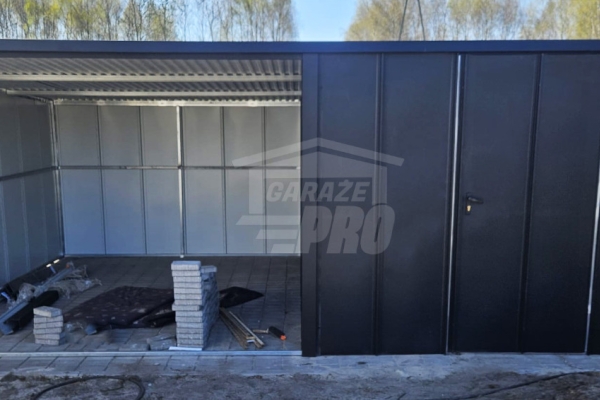 Ogłoszenie - Schowek - domek ogrodowy 2,3x3 m + wiata 3x3 m - drzwi - antracyt - blacha na rąbek - dach spad w tył GP746. Zdjęcie 3